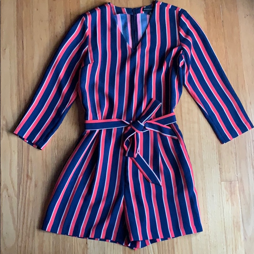 Pink and Blue Striped Romper